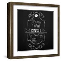 Dinner on the Restaurant Menu Chalkboard-incomible-Framed Art Print