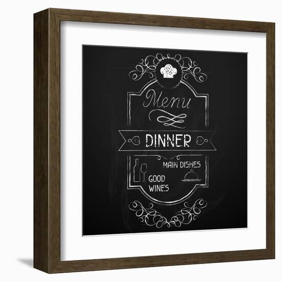 Dinner on the Restaurant Menu Chalkboard-incomible-Framed Art Print