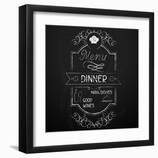 Dinner on the Restaurant Menu Chalkboard-incomible-Framed Art Print