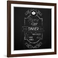 Dinner on the Restaurant Menu Chalkboard-incomible-Framed Art Print