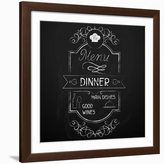 Dinner on the Restaurant Menu Chalkboard-incomible-Framed Art Print