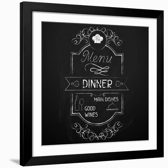 Dinner on the Restaurant Menu Chalkboard-incomible-Framed Art Print