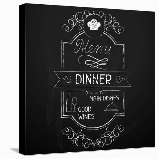 Dinner on the Restaurant Menu Chalkboard-incomible-Stretched Canvas