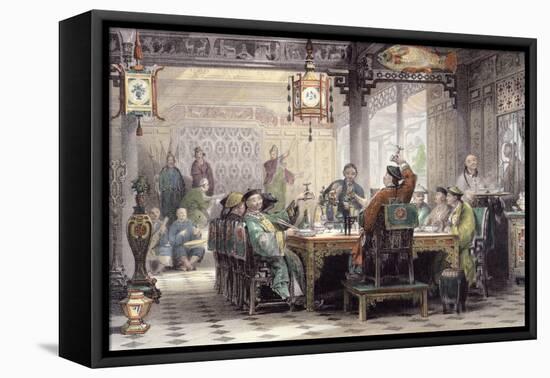 Dinner Party at a Mandarin's House-Thomas Allom-Framed Stretched Canvas