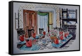 Dinner Party, Victorian Home, 2004, (Watercolor)-Anthony Butera-Framed Stretched Canvas