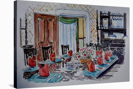 Dinner Party, Victorian Home, 2004, (Watercolor)-Anthony Butera-Stretched Canvas