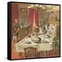 Dinner Party-English School-Framed Stretched Canvas