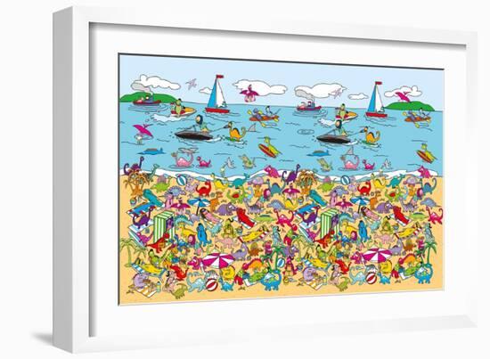 Dino Beach-The Paper Stone-Framed Giclee Print