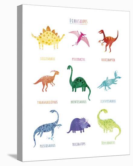 Dino Friends - Chart-Archie Stone-Stretched Canvas
