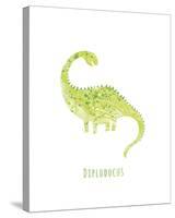 Dino Friends - Diplodocus-Archie Stone-Stretched Canvas