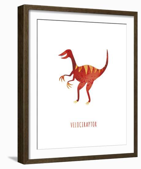 Dino Friends - Velociraptor-Archie Stone-Framed Giclee Print
