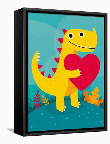 Dino Love-Michael Buxton-Framed Stretched Canvas