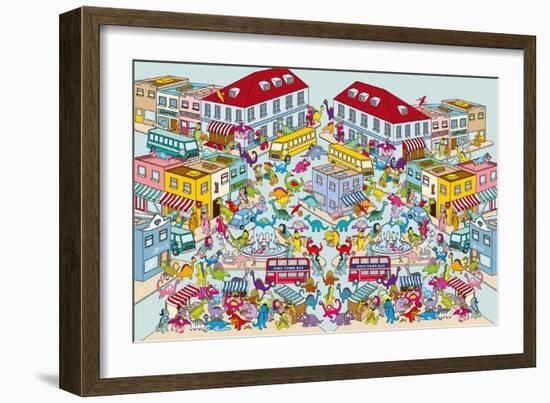 Dino Town-The Paper Stone-Framed Giclee Print