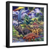 Dinosaur Friends-Jenny Newland-Framed Premium Giclee Print