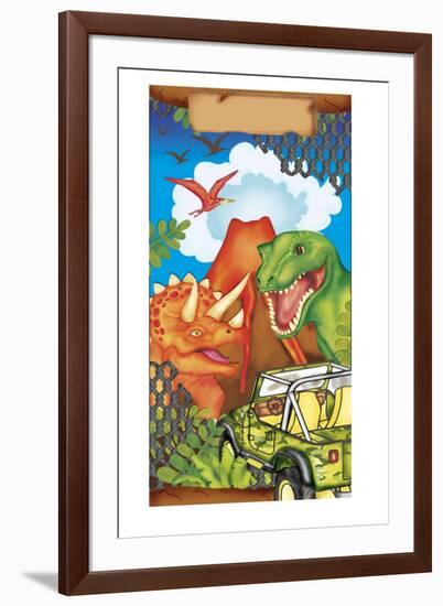 Dinosaur Gift Bag 1-Maria Trad-Framed Giclee Print