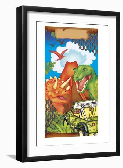 Dinosaur Gift Bag 1-Maria Trad-Framed Giclee Print