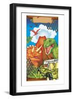 Dinosaur Gift Bag 1-Maria Trad-Framed Giclee Print