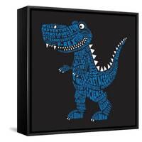 Dinosaur Illustration, Typography, T-Shirt Graphics, Vectors-Syquallo-Framed Stretched Canvas