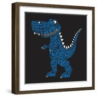 Dinosaur Illustration, Typography, T-Shirt Graphics, Vectors-Syquallo-Framed Art Print