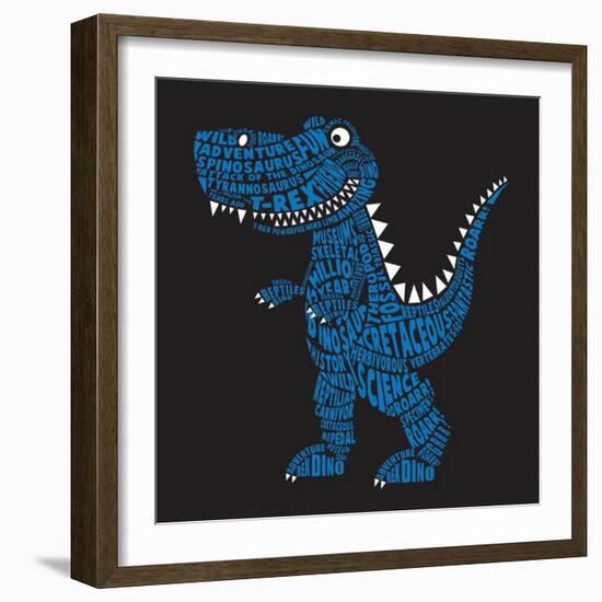 Dinosaur Illustration, Typography, T-Shirt Graphics, Vectors-Syquallo-Framed Art Print