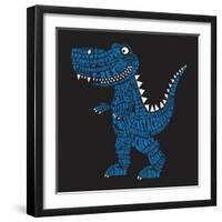 Dinosaur Illustration, Typography, T-Shirt Graphics, Vectors-Syquallo-Framed Art Print