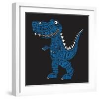 Dinosaur Illustration, Typography, T-Shirt Graphics, Vectors-Syquallo-Framed Art Print