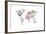 Dinosaur Map of the World Map-Michael Tompsett-Framed Art Print