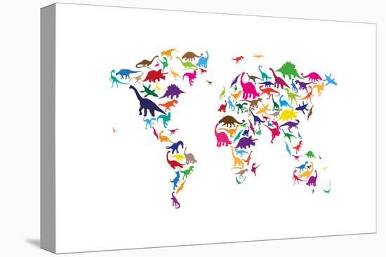 Dinosaur Map of the World Map-Michael Tompsett-Stretched Canvas