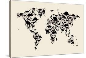 Dinosaur Map of the World Map-Michael Tompsett-Stretched Canvas