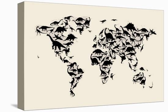 Dinosaur Map of the World Map-Michael Tompsett-Stretched Canvas