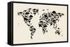 Dinosaur Map of the World Map-Michael Tompsett-Framed Stretched Canvas