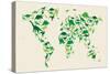 Dinosaur Map of the World Map-Michael Tompsett-Stretched Canvas