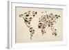 Dinosaur Map of the World Map-Michael Tompsett-Framed Art Print