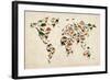 Dinosaur Map of the World Map-Michael Tompsett-Framed Art Print