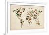 Dinosaur Map of the World Map-Michael Tompsett-Framed Art Print