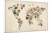 Dinosaur Map of the World Map-Michael Tompsett-Mounted Art Print