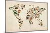 Dinosaur Map of the World Map-Michael Tompsett-Mounted Art Print