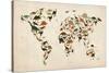 Dinosaur Map of the World Map-Michael Tompsett-Stretched Canvas