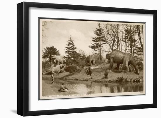 Dinosaur Models in the Grounds of the Crystal Palace Sydenham-null-Framed Art Print