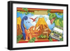 Dinosaur Party 3-Maria Trad-Framed Giclee Print