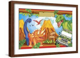 Dinosaur Party 3-Maria Trad-Framed Giclee Print