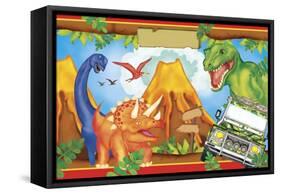 Dinosaur Party 3-Maria Trad-Framed Stretched Canvas