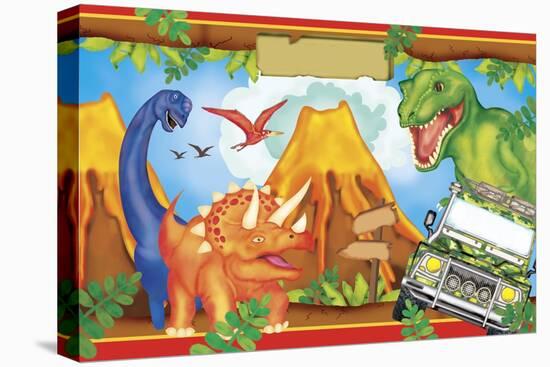 Dinosaur Party 3-Maria Trad-Stretched Canvas