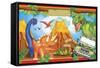 Dinosaur Party 3-Maria Trad-Framed Stretched Canvas
