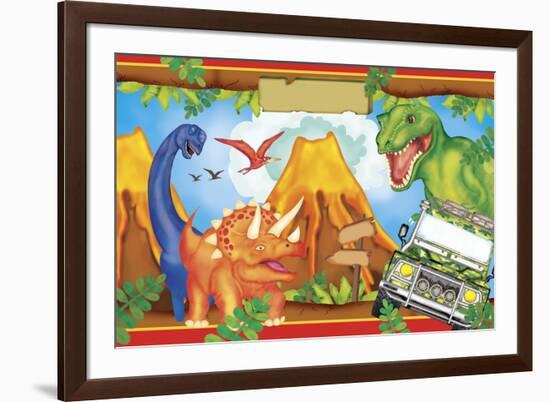 Dinosaur Party 3-Maria Trad-Framed Giclee Print