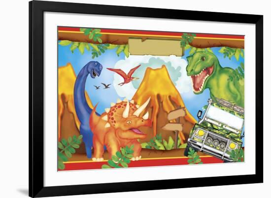 Dinosaur Party 3-Maria Trad-Framed Giclee Print