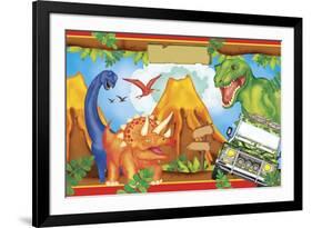 Dinosaur Party 3-Maria Trad-Framed Giclee Print