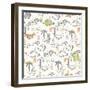 Dinosaur Pattern-Auki-Framed Art Print