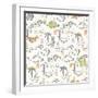 Dinosaur Pattern-Auki-Framed Art Print