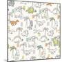 Dinosaur Pattern-Auki-Mounted Art Print